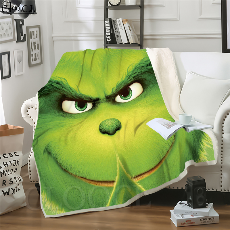CLOOCL Grinch Stole Christ The Grinch 3D Print Casual Style Conditioning Blanket Sofa Teens Bedding Throw Blankets Plush Quilt