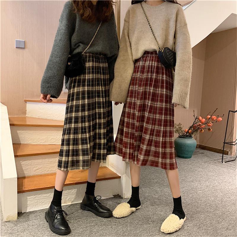Vintage Cute Women's Skirt Korean Hong Kong Elastic High-waist Retro Plaid Female Korean Kawaii All-match Clothing For Women, Black
Vintage Cute Women's Skirt Korean Hong Kong Elastic High-waist Retro Plaid Female Korean Kawaii All-match Clothing For Women, Black
