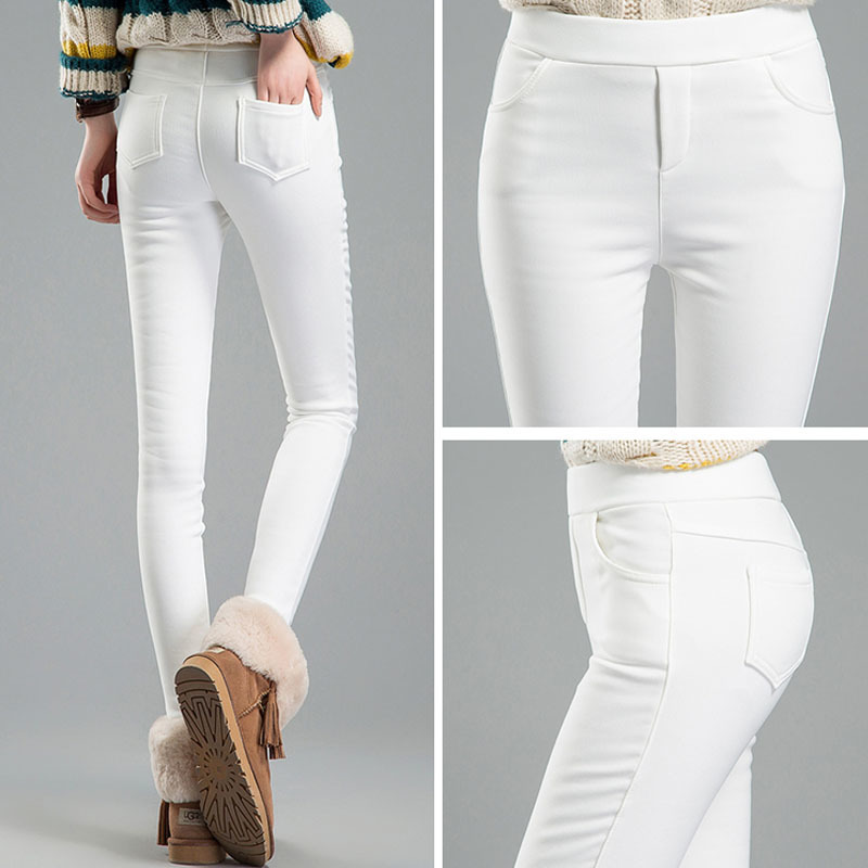 High waist women Winter warm velvet office work pencil pants capris plus size ladies formal trousers female dropshipping 201031