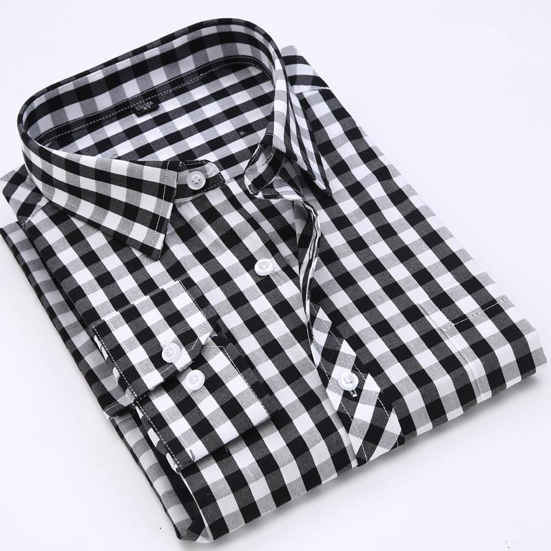 Men Casual Shirts Plaid Long Sleeve Shirt Spring Autumn 100% Cotton Turn-down Collor Slim Fit Comfortable Shirts, Black 
Men Casual Shirts Plaid Long Sleeve Shirt Spring Autumn 100% Cotton Turn-down Collor Slim Fit Comfortable Shirts, Black