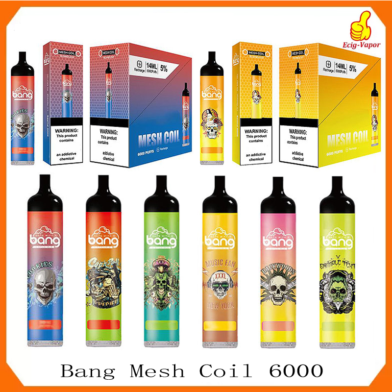 Original Bang Mesh Coil 6000Puffs Bars Disposable E cigarettes Vape Pen 14ml Pre-filled Pods Cartridge 850mAh Rechargeable Battery duo max pro VS Elf Bar 1500 Lux Elux
Original Bang Mesh Coil 6000Puffs Bars Disposable E cigarettes Vape Pen 14ml Pre-filled Pods Cartridge 850mAh Rechargeable Battery duo max pro VS Elf Bar 1500 Lux Elux