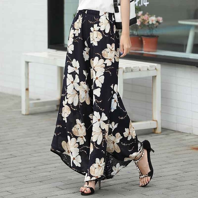 2019 summer runway casual harem flare high waist loose floral Wide leg pants women clothing print Vintage trousers plus size T200319