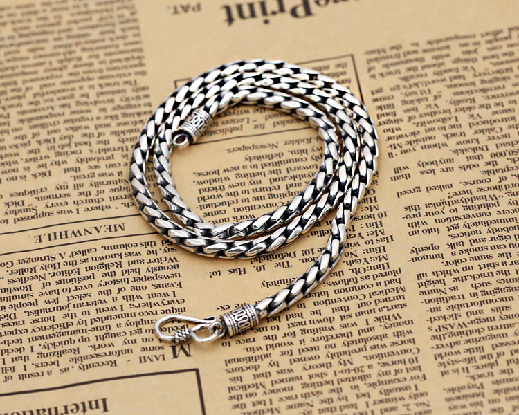 925 sterling silver vintage jewelry snake chain necklace American European antique silver handmade punk gothic designer vintage necklaces