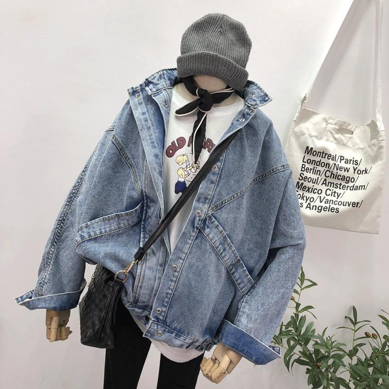 Vintage Women Jacket 2020 New Spring Oversize Denim Jackets Bf Style Loose Blue Basic Jeans Coat Female Outwear Bomber Jacket