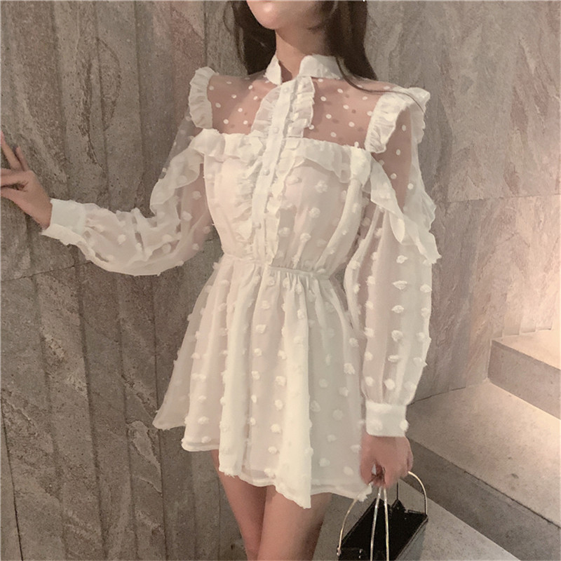 2021 New Spring Women Summer Chiffon Fashion Long Sleeves Transparent Mesh Playsuit Frilly KTZD, White
2021 New Spring Women Summer Chiffon Fashion Long Sleeves Transparent Mesh Playsuit Frilly KTZD, White