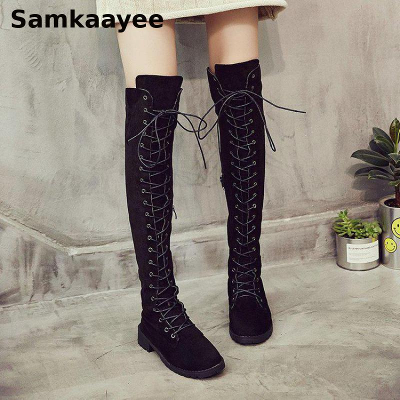 Size 34-43 Womens Boots Winter Female Knee Botas Thigh High Platform Cross Strap Shoes Mujer Flock Lace-Up Round Toe Zapatos y45, Black
Size 34-43 Womens Boots Winter Female Knee Botas Thigh High Platform Cross Strap Shoes Mujer Flock Lace-Up Round Toe Zapatos y45, Black