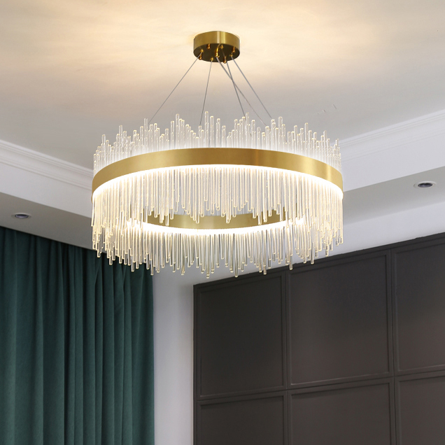 Modern Crystal Chandelier LED Light American Round Chandeliers Lights Fixture Restaurant Lobby Hall Living Room Bedroom Home Indoor Lighting