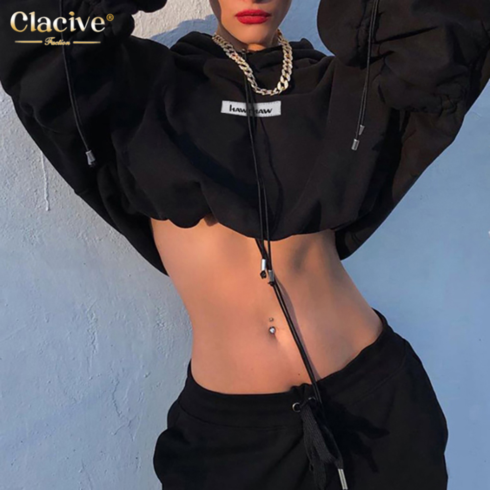 Clacive 2020 Latest Design Long Sleeve Hooded Letter Embroidered Crop Top Black Streetwear Loose Hoodies For Women
Clacive 2020 Latest Design Long Sleeve Hooded Letter Embroidered Crop Top Black Streetwear Loose Hoodies For Women