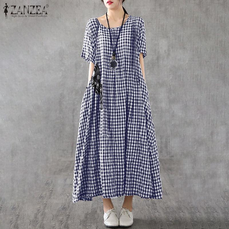 Stylish Check Maxi Dress Women' Summer Sundress ZANZEA 2020 Casual Short Sleeve Tunic Vestidos Female Patchwork Robe Oversized, Black
Stylish Check Maxi Dress Women' Summer Sundress ZANZEA 2020 Casual Short Sleeve Tunic Vestidos Female Patchwork Robe Oversized, Black