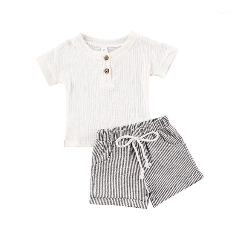 0-3Y Summer Casual Infant Baby Boys Girls Clothes Sets White Button Short Sleeve T Shirts Tops+Striped Pants1, As pic 
0-3Y Summer Casual Infant Baby Boys Girls Clothes Sets White Button Short Sleeve T Shirts Tops+Striped Pants1, As pic