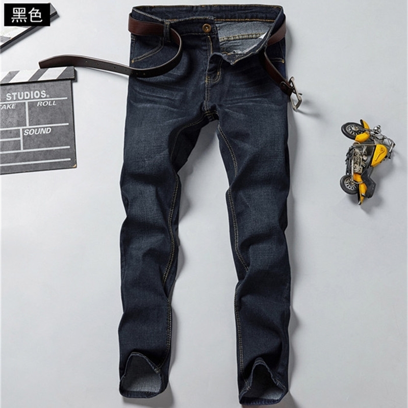 Jeans Men Summer Autumn Strech Business Casual Straight Slim Fit Jeans Blue Black Denim Pants Trousers Classic CowboysG815 201128