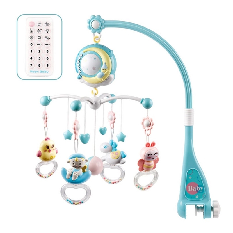 Baby Rattles Crib Mobiles Toy Holder Rotating Mobile Bed Bell Musical Box Projection 0-18 Months Newborn Infant Baby Boy Toys 201224