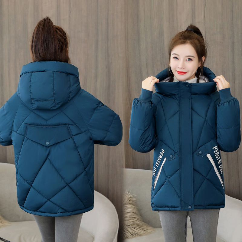 New Women Parkas Winter Hooded Jacket Coats StripedWomen Fashion Short Down Cotton Parkas Pocket Warm Parkas Female outwear 201019