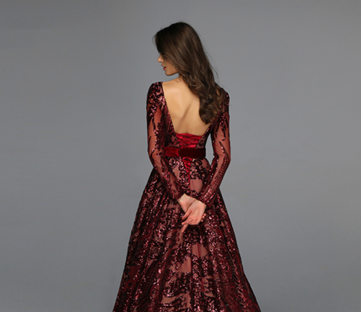 Sparkly Blue Sequined Lace Long Prom Dresses Full Sleeves 2023 Sexy Open Back Dubai Arabic Women Evening Dress Plus Size Formal Party Gowns