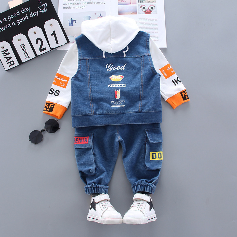 New Spring Autumn Trendy Children Clothes Baby Boy Girl Letter Vest Hoodies Pants Kids Infant Clothing Toddler Casual SportswearX1019