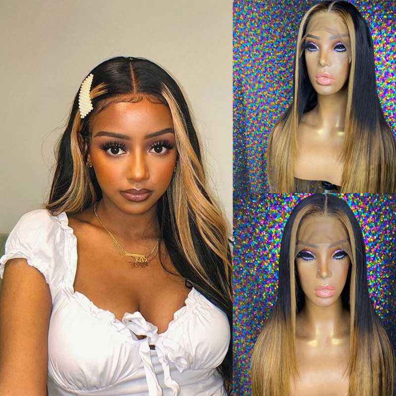 Topodmido Highlight Color Brown Honey Lace Front Wigs 150% Density Long Peruvian Remy Human Hair Wig With Baby Hair, Black;brown
Topodmido Highlight Color Brown Honey Lace Front Wigs 150% Density Long Peruvian Remy Human Hair Wig With Baby Hair, Black;brown
