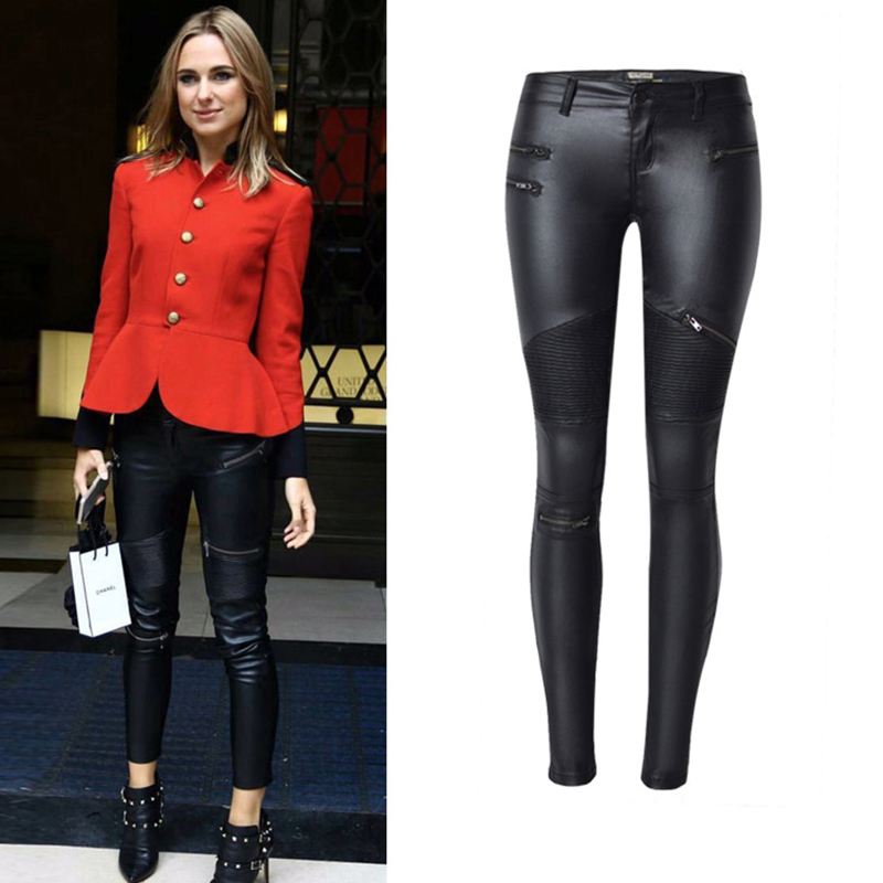 Winter Faddish High Waist Stretch Female PU Leather Pants For Women Plus Size Joggers Womens Pencil Skinny Womens Trousers 201228