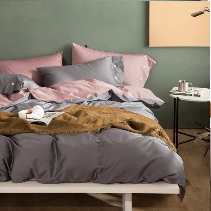 60S satin long-staple cotton four-piece bed linen duvet cover color matching bedding set with button closure1, As picture show
60S satin long-staple cotton four-piece bed linen duvet cover color matching bedding set with button closure1, As picture show