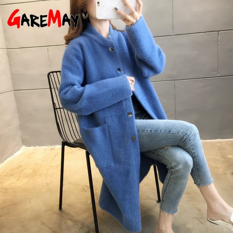 Autumn and Winter Woolen Coat Female Mid-Long New Korean Temperament Women's Popular Outerwear Woolen Coat Women Sweater 201031