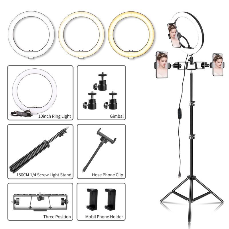 10inch/26cm LED Selfie Ring Light with Tripod Dimmable Ring Lamp Photography With Phone Holderfor Makeup Professional light
10inch/26cm LED Selfie Ring Light with Tripod Dimmable Ring Lamp Photography With Phone Holderfor Makeup Professional light