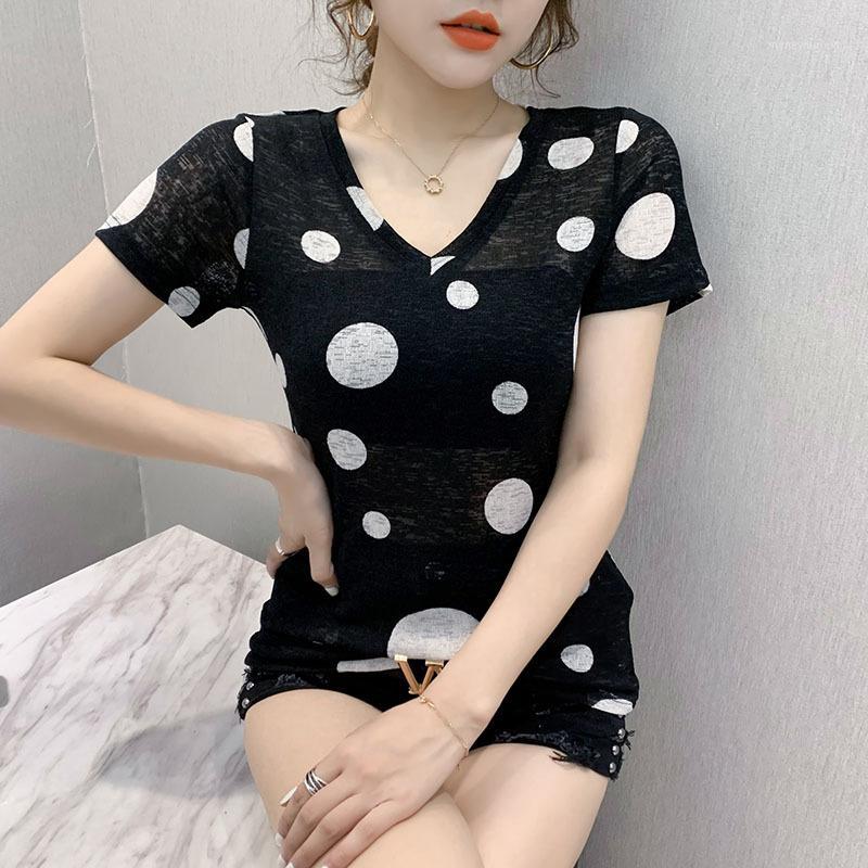 Summer Short Sleeve T-shirt Women Tops Black Big Points Print T Shirt 2020 New Listing Thin Perspective Sun Protection T-shirt1
Summer Short Sleeve T-shirt Women Tops Black Big Points Print T Shirt 2020 New Listing Thin Perspective Sun Protection T-shirt1