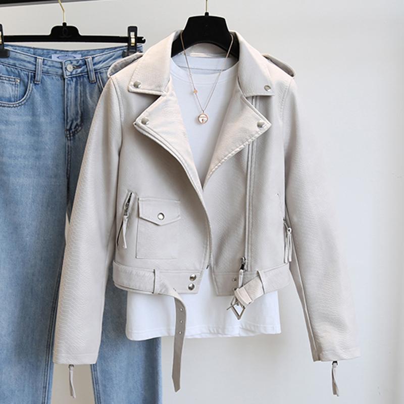 New Women Faux Leather Jacket Spring Autumn Long Sleeve Turn Down Collar Biker Moto Coats Ladies with Belt Overcoat Female Tops, Black
New Women Faux Leather Jacket Spring Autumn Long Sleeve Turn Down Collar Biker Moto Coats Ladies with Belt Overcoat Female Tops, Black