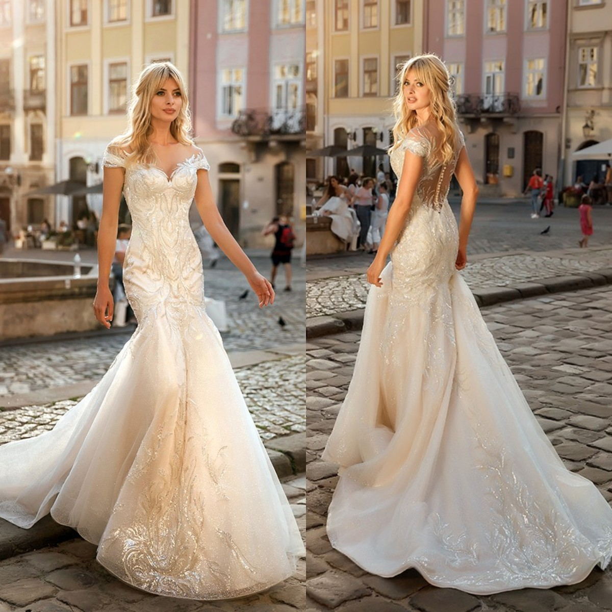 2020 Mermaid Wedding Dresses Off Shoulder Sequins Appliques Bridal Gowns Custom Made Button Back Sweep Train Wedding Dress Robes, Gold
2020 Mermaid Wedding Dresses Off Shoulder Sequins Appliques Bridal Gowns Custom Made Button Back Sweep Train Wedding Dress Robes, Gold