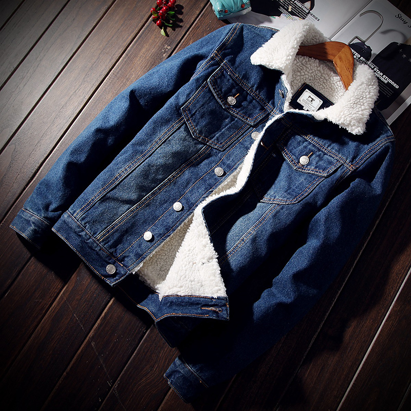 Fashion Men Thick Jean Jacket Men's Winter Plus Velvet Denim Jacket Thicken Cottonpadded Coat Male Casual Slim Fit Outwear 201118