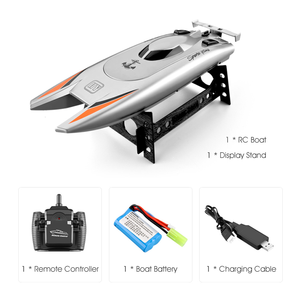 2.4G RC Boats 25KM/H High Speed Racing Boat 2 Channels Dual Motor Remote Control Boats for Kids Adult Racing Boat Silver Black
2.4G RC Boats 25KM/H High Speed Racing Boat 2 Channels Dual Motor Remote Control Boats for Kids Adult Racing Boat Silver Black