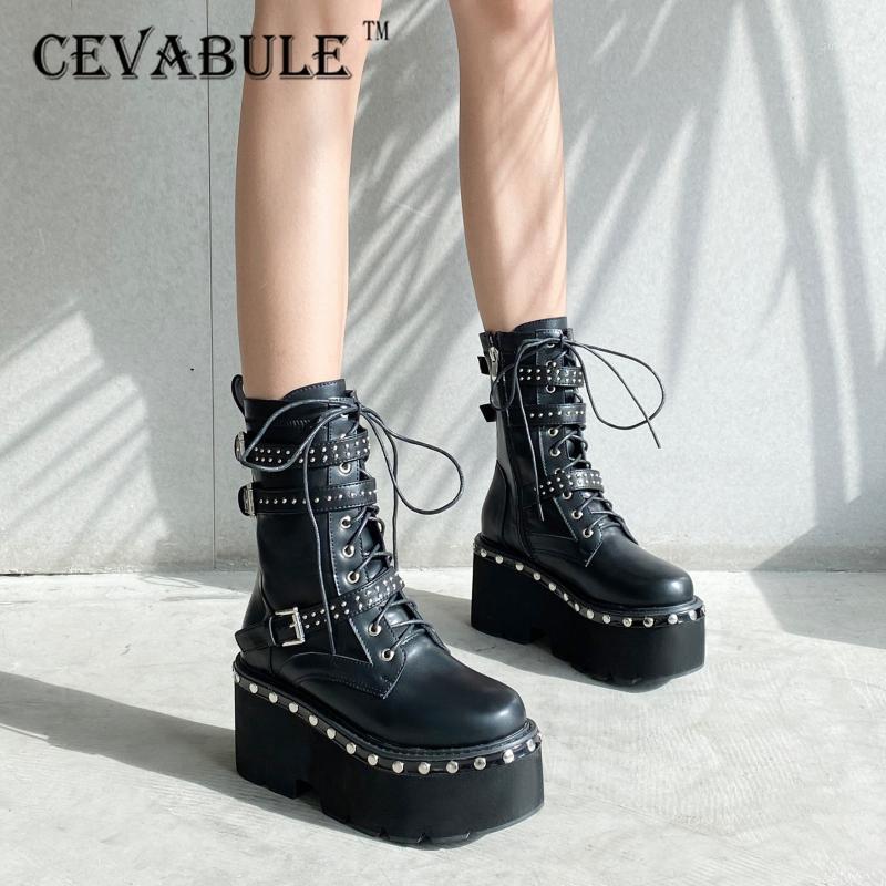 CEVABLUE Style Thick Sole Thick Heel Rivet Women's Winter Short Wedge High Heel -889-21, Black
CEVABLUE Style Thick Sole Thick Heel Rivet Women's Winter Short Wedge High Heel -889-21, Black