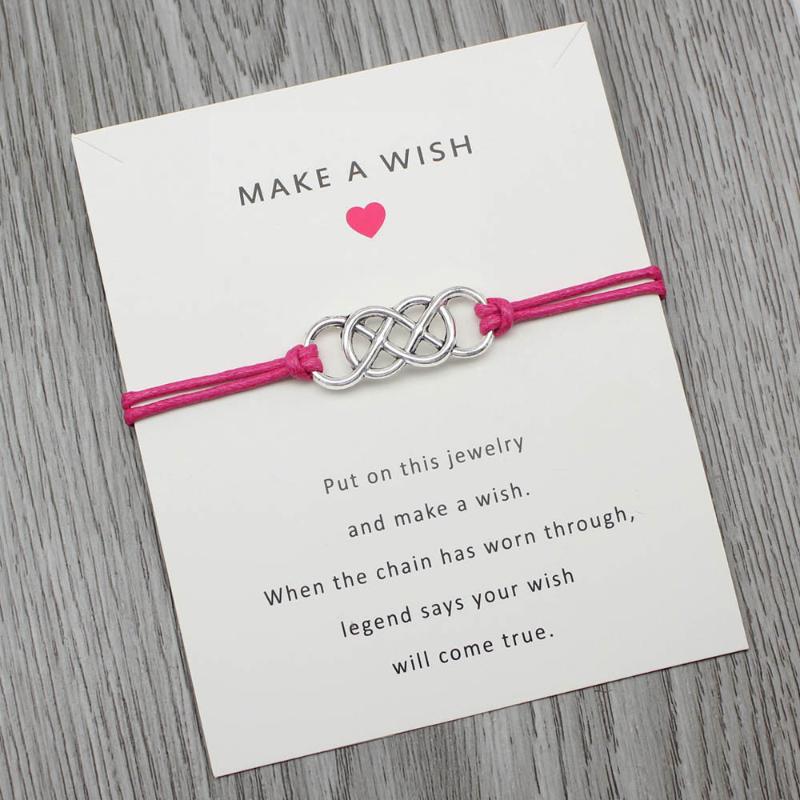 Custom-Double Infinity Love Wing Wish Card Bracelet for Women Adjustable Bracelet Greeting Cards Jewelry With Card Drop Shipping