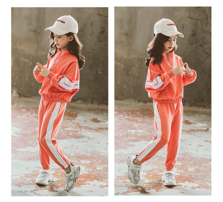 Girls Clothes Sport Striped Clothing For Girls Coat + Pants Kids Clothes Teenage Children's School Clothing 5 6 7 8 10 12 YearsX1019