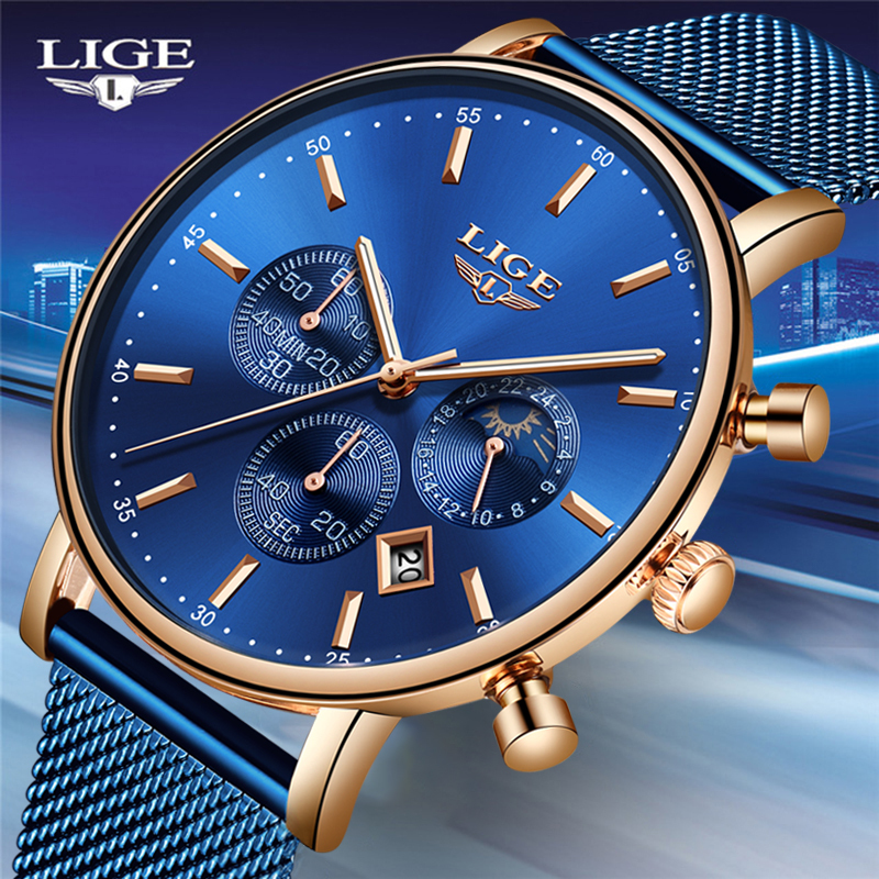New Women Gift Clock LIGE Fashion Brand Quartz Wristwatch Ladies Luxury Rose Gold Watch Female Watch Women Relogio Feminino 201114, Rose gold blue
New Women Gift Clock LIGE Fashion Brand Quartz Wristwatch Ladies Luxury Rose Gold Watch Female Watch Women Relogio Feminino 201114, Rose gold blue