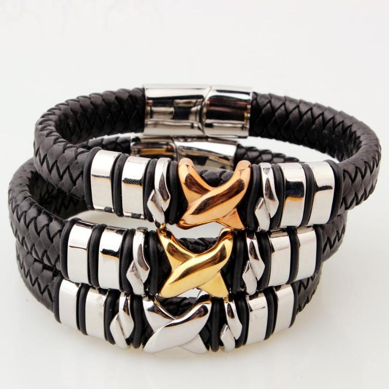 Link, Chain Hip Hop Men Jewelry Black Braided Leather Bracelet Stainless Steel Magnetic Clasp Fashion Bangles Gift 22cm
Link, Chain Hip Hop Men Jewelry Black Braided Leather Bracelet Stainless Steel Magnetic Clasp Fashion Bangles Gift 22cm