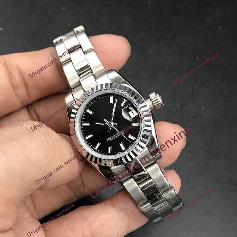 08 Colors Women Watches Black or pink dial 26mm Automatic Stainless Steel With Calendar Bracklet Waterproof Women Silver Swimming Watch, 02
08 Colors Women Watches Black or pink dial 26mm Automatic Stainless Steel With Calendar Bracklet Waterproof Women Silver Swimming Watch, 02