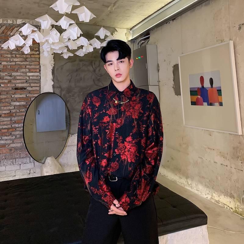 Men Vitnage Casual Flower Print Long Sleeve Loose Shirt Male Streetwear Hip Hop Party Dress Floral Shirt Stage Show Clot, Green
Men Vitnage Casual Flower Print Long Sleeve Loose Shirt Male Streetwear Hip Hop Party Dress Floral Shirt Stage Show Clot, Green