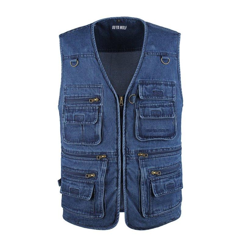 New Oversized Denim Men Vest Cotton Sleeveless Jackets Blue Casual Fishing Vest with Many Pockets Size 10XL Male
New Oversized Denim Men Vest Cotton Sleeveless Jackets Blue Casual Fishing Vest with Many Pockets Size 10XL Male