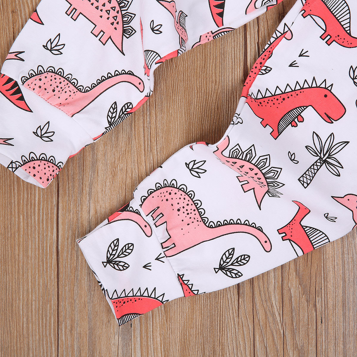 2020 Fall Spring Toddler Baby Girls Dinosaur Print Clothing Set Children Round Neck Long Sleeve Sweatshirt + Pants 0-4T Outfits Y1107