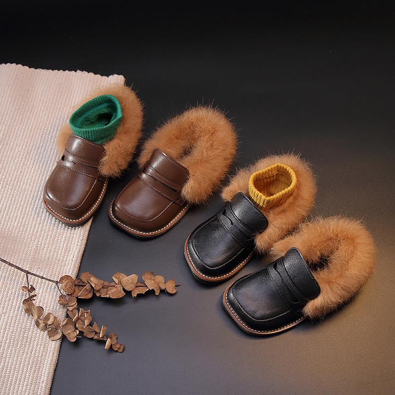 New Boys Girls Leather Shoes Hair Children Shoes Square Head Kids Loafers Baby Fur Slip on Warm Winter Plush, Black
New Boys Girls Leather Shoes Hair Children Shoes Square Head Kids Loafers Baby Fur Slip on Warm Winter Plush, Black