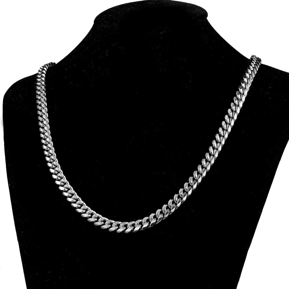 618mm Stainless Steel Cuban Miami Chains Necklaces Big Heavy Silver Color Link Chain for Men HipHop Rock jewelry