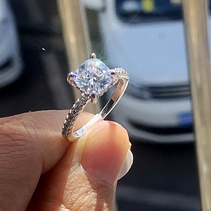 Size 5-10 Couple Rings Luxury Jewelry 925 Sterling Silver Emerald Cut White Topaz CZ Diamond Eternity Women Wedding Bridal Ring Set Gift