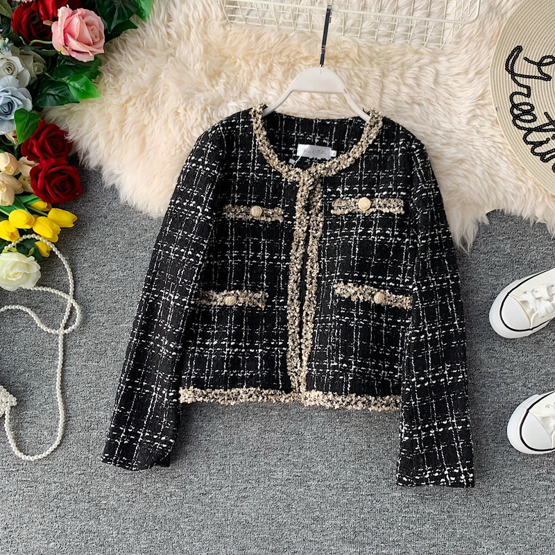 2021 Elegant Tweed Jackets New Autumn Fabric Black-white Wool Jacket Short Female Plaid Suit Neck Mini Coat ARCU
2021 Elegant Tweed Jackets New Autumn Fabric Black-white Wool Jacket Short Female Plaid Suit Neck Mini Coat ARCU