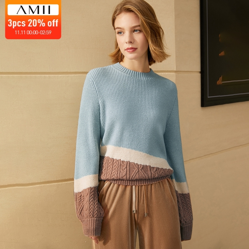 Amii Minimalism Winter Sweaters For Women Fashion Patchwork Oneck Loose Female Pullover Causal Women Tops 12080066 201111, Blue
Amii Minimalism Winter Sweaters For Women Fashion Patchwork Oneck Loose Female Pullover Causal Women Tops 12080066 201111, Blue
