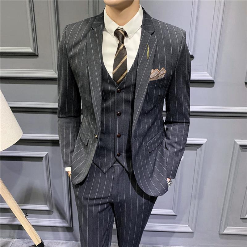 2021 Men's Fashion Boutique Striped Wedding Dress Suit Three Piece Set Male Formal Business Casual Blazers Jacket Vest Pants, Black
2021 Men's Fashion Boutique Striped Wedding Dress Suit Three Piece Set Male Formal Business Casual Blazers Jacket Vest Pants, Black