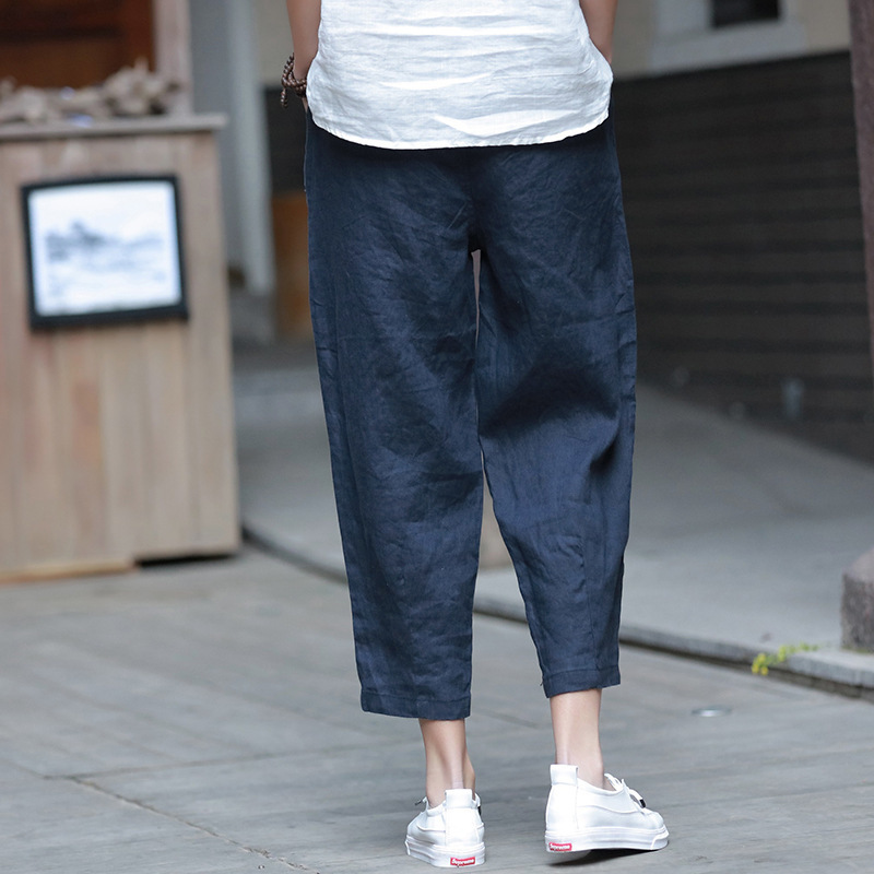 Johnature New Style Casual Loose Women Calf-length Pants Spring Summer Fashion Solid Cotton Linen Women Pants 201109