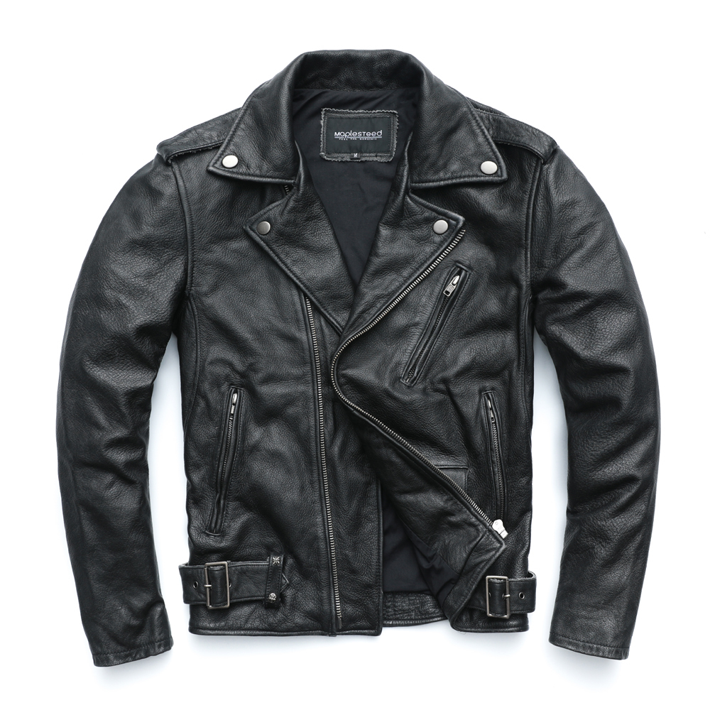 Vintage Motorcycle Jacket Men Genuine Leather Jackets 100% Cowhide Leather Coat Winter Biker Jacket Moto Clothing M456 201128