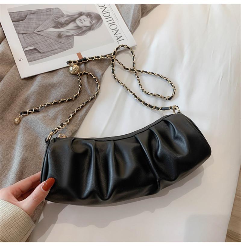2020 Fashion Cylinder Bag For Women Pleated Chains Shoulder Bag PU Leather Messenger Bags Female Handbags Luxury Designer, Black
2020 Fashion Cylinder Bag For Women Pleated Chains Shoulder Bag PU Leather Messenger Bags Female Handbags Luxury Designer, Black