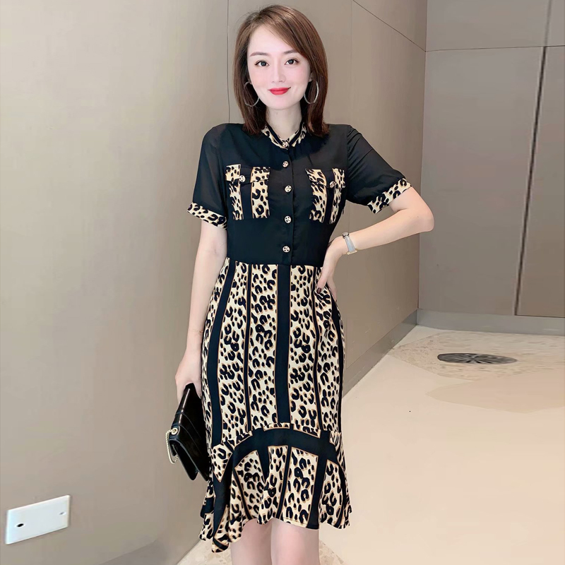 Sexy Leopard Print Short Sleeve Thin Pocket Trim Party Fishtail Dress 2021 Spring Summer New High Quality Women Txjp, Multiple
Sexy Leopard Print Short Sleeve Thin Pocket Trim Party Fishtail Dress 2021 Spring Summer New High Quality Women Txjp, Multiple