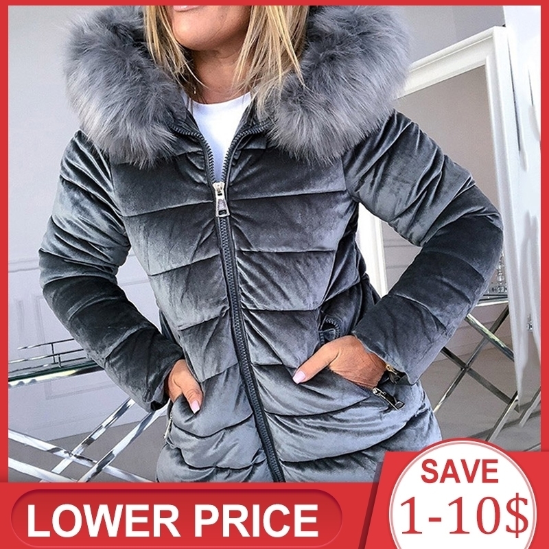 Winter Velvet Jacket Women Warm Cotton Padded Jackets Gray Pink Hood Fur Collar Fashion Basic Outerwear Woman Coat Plus Size 201030, Fuchsia
Winter Velvet Jacket Women Warm Cotton Padded Jackets Gray Pink Hood Fur Collar Fashion Basic Outerwear Woman Coat Plus Size 201030, Fuchsia