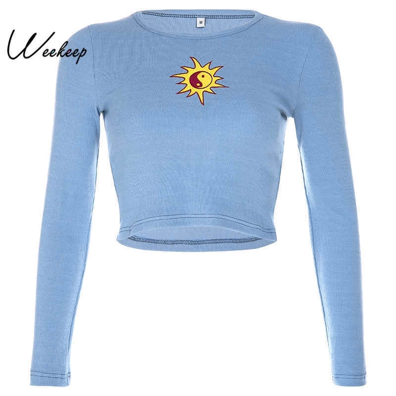 Weekeep Embroidery Long Sleeve t shirt Women Cropped Bodycon Spring Autumn Casual Tee Shirt Femme Tops Y200109, Green
Weekeep Embroidery Long Sleeve t shirt Women Cropped Bodycon Spring Autumn Casual Tee Shirt Femme Tops Y200109, Green
